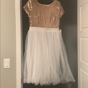 Cute gold sequin and white tulle party dress